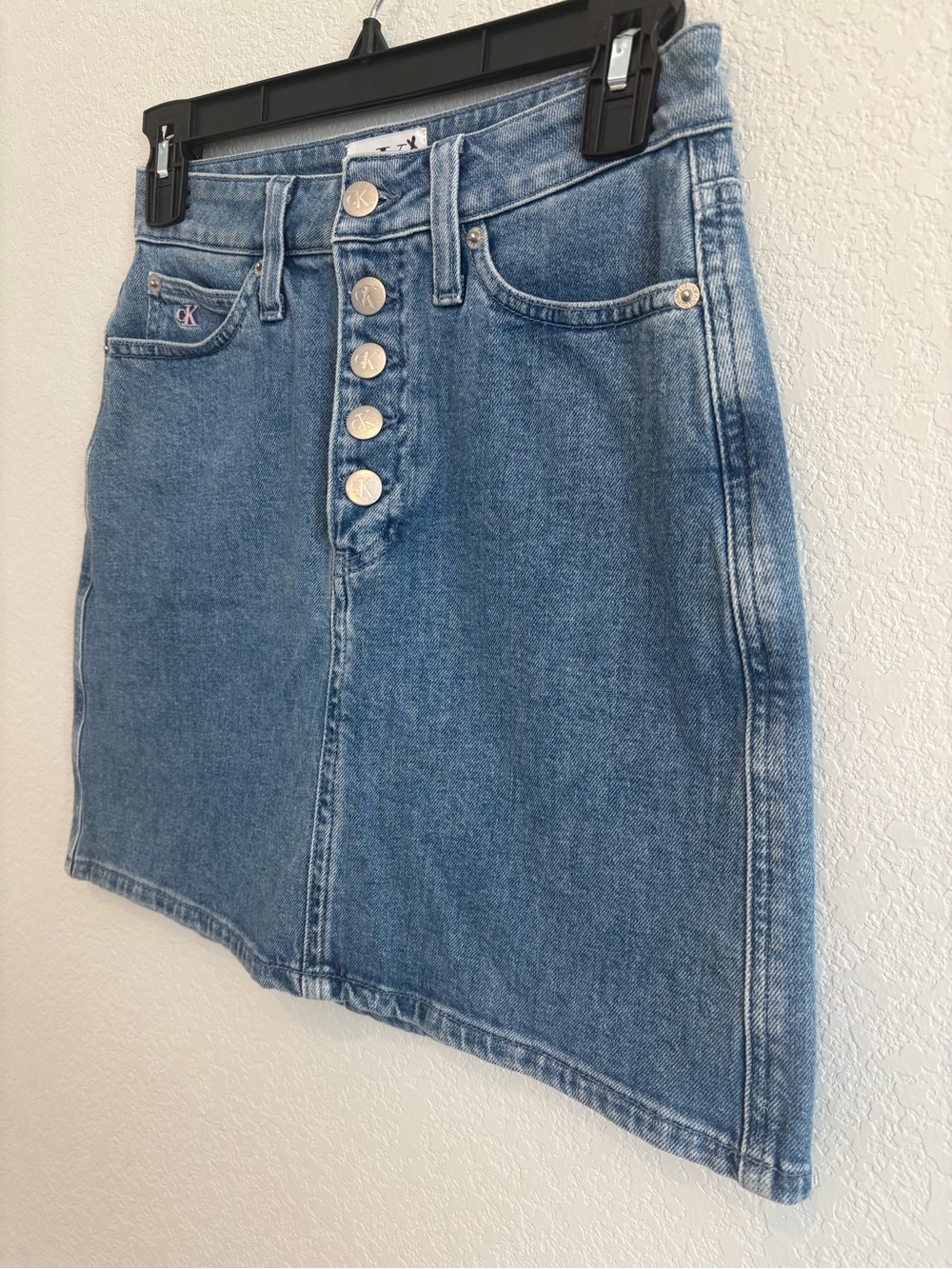 Calvin Klein CK1 High Rise Denim Mini Skirt Button Fly Y2K Women’s W25 - Picture 3 of 15